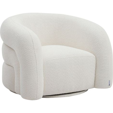 Poltrona girevole in tessuto bouclette bianco - LAPIOTA di Maison Céphy
