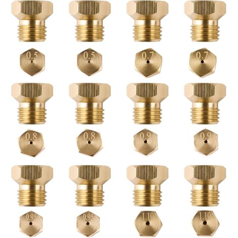 Gicleur Gaz Butane, Lot de 12 Bouteille Gicleur GPL Brûleur Injecteur de Gaz Ville Kit Conversion 0,5/0,7/0,8/0,9/0,95/1,1mm pour Cuisinière Plaque (1/5)