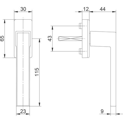Poignée de fenêtre reka - Carré (mm) : 7x25 - Finition : Anodise F9 - Vis : M5x35 - - KINTECH