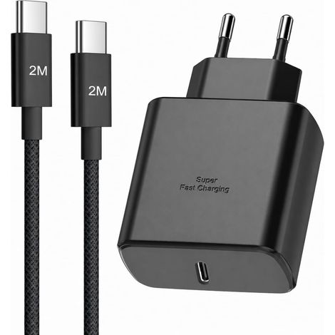 45W Chargeur USB C Rapide avec Nylon 2M Cable USB C pour S26 Ultra/S26+/S26/S25/S24/S23/S22/A16/A15/A14/A54/A53, Charge Rapide USBC Prise Chargeur Adaptateur Secteur (1/5)