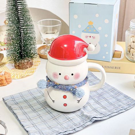 Mug en céramique bonhomme de neige de Noël, gourde grande capacité, cadeau de Noël