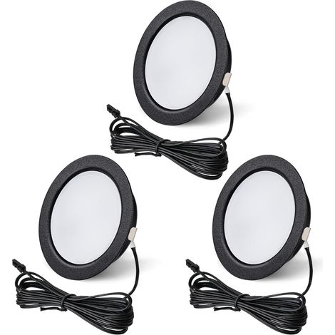 Spot Encastrable LED 12V Dimmable 3,5W 3000K Blanc Chaud 300LM Extra Plat, Plafonnier Pour Meuble Avec Câble de 2m, Lot de 3, Nickel