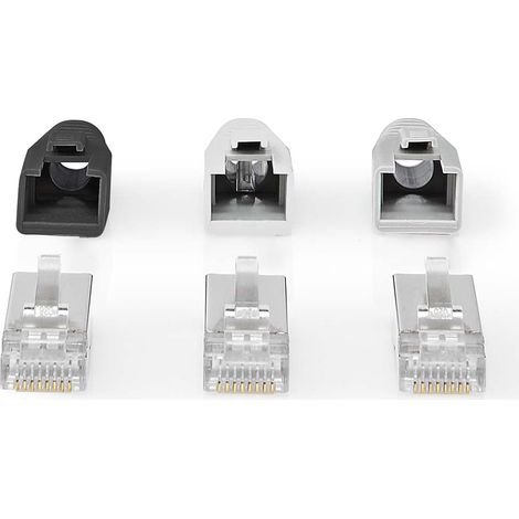 Conector rj45 paso rj45 ftp cat6a solidotrenzado recto chapado en oro 10 uds pvc gris negro blanco en caja