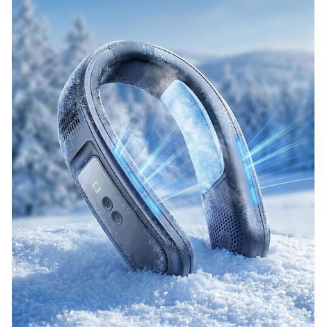 Ventilatore da collo portatile con doppie piastre di raffreddamento, ventilatore da collo silenzioso / condizionatore d'aria portatile, 4000 mAh (ricaricabile tramite USB) – regalo ideale per (1/5)