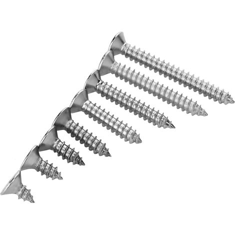 Vis tôles cruciformes M4 inox 304, 200 pièces, tête fraisée, kit assorti pour montage et réparation (1/5)