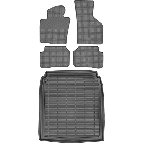 Set di tappetini in gomma per auto e tappetino per bagagliaio per Volkswagen Passat B6 berlina dal 2005 al 2011.