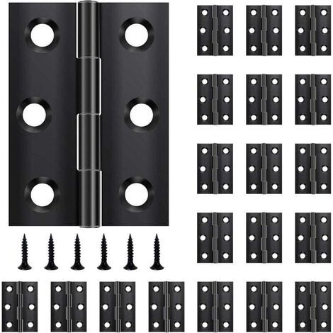 Packung mit 20 schwarzen Klavierbändern aus Edelstahl 44x31 mm für Türen, Fenster und Schränke inklusive Schrauben (1/5)