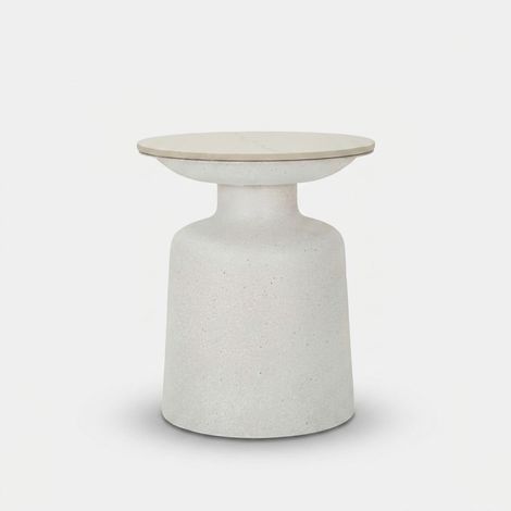Tavolino da salotto rotondo in ceramica White Fush (1/4)