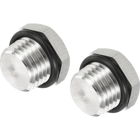 2 x 1/4 Npt Anti-Rust Male Plugs Silver Tone (1/5)