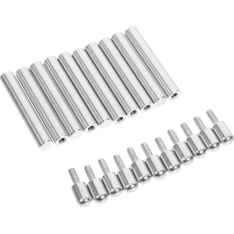 Vis d'écartement en alliage d'aluminium argenté pour supports de panneaux publicitaires (lot de 10) (1/5)