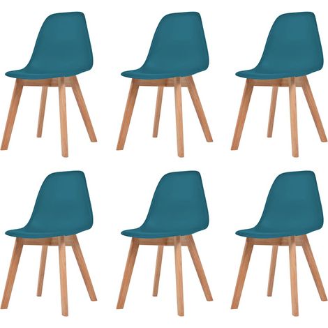 Chaises de salle à manger, lot de 6, en plastique turquoise (1/5)