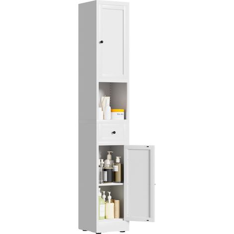 CHICFURN Armario de almacenaje de metal blanco 30x30x180 cm, 5 niveles y 2 puertas (1/5)