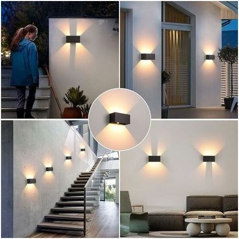 Applique Murale intérieur/Extérieur avec Détecteur de Mouvement,LED 24W Moderne Luminaire Murale,Éclairage Mural Etanche IP65 3000K Blanc chaud,Appliques Murales avec Angle de Faisceau Réglable,Noir B (1/5)