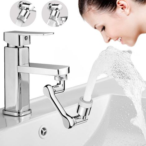 Rallonge de robinet universelle orientable à 1080° avec bras mécanique pivotant grand angle, robinet à filtre anti-éclaboussures avec 2 modes de sortie (mode double) (1/5)