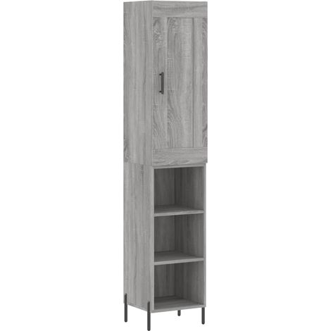 Buffet bahut commode armoire meuble de rangement organisateur cuisine salle de séjour salon haut sonoma 34,5 x 34 x 180 cm bois d'ingénierie gris