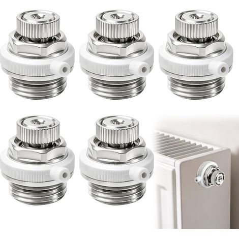 Lot de 5 soupapes de purge automatique 1/2" en laiton pour radiateur (1/4)