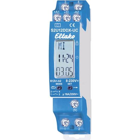 Eltako S2U12DDX-UC Temporizador 2 Canales Azul Rail DIN