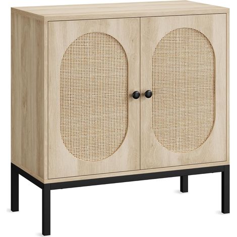 Buffet rotin portes cannées noir pieds carrés (1/5)