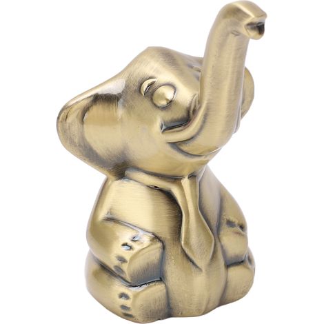 Statue d'Éléphant en Alliage de Zinc Vintage avec Finition Dorée et Base Matelassée - Porte-Bijoux Décoratif et Pratique pour Bracelets et Bagues (1/5)