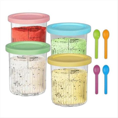 Lot de 4 Récipient à glace, Compatible NC500 NC501, Couvercle hermétique, Lavable lave-vaisselle, Pour sorbetière (1/5)