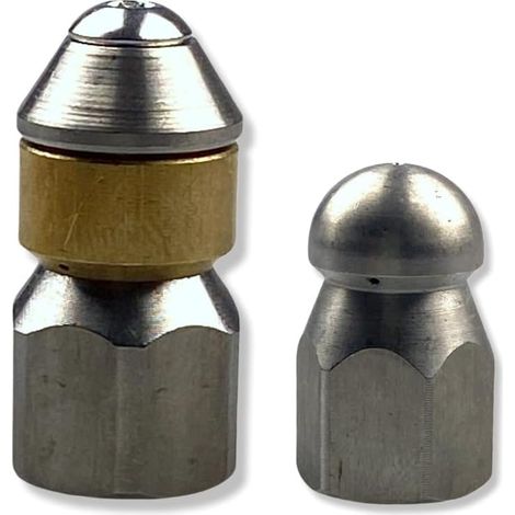 Lot de 2 buses de nettoyage de tuyau, 6 mm - 3 mm, rotatives rigides pour le nettoyage des tuyaux pour Kärcher WAP Alto et autres (6 mm, lot - embout rotatif et buse rigide)