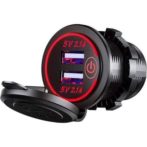 Chargeur USB pour voiture, prise USB 5V 4,2A, charge rapide avec affichage LED, étanche à l'eau et à la poussière (1/4)