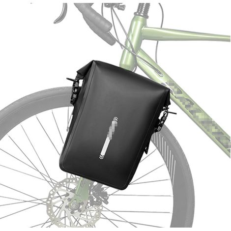 Sacoche de fourche de vélo étanche, 6 l, sacoche de fourche avant avec fermeture rapide et bandoulière, sacoche de vélo arrière, sacoche latérale pour vélo, noir (1/5)