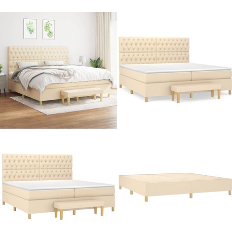 Boxspringbett mit Matratze Creme 200x200 cm Stoff - Boxspringbett - Cremefarbenes Bett - Doppelbett - Betten Günstig Kaufen - Bettsofa - Home & Living (1/5)