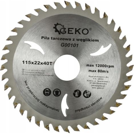 Geko Disque de découpe en carbure 115 mm acier 40 dents
