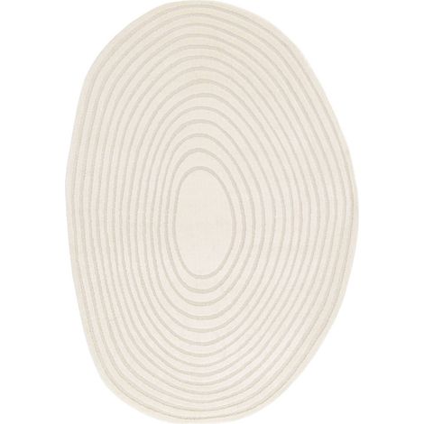 Amanda cream circular pattern pebble shaped indoor rug 160x230cm