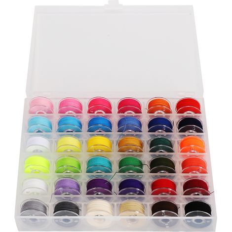 Fil à coudre coloré avec canette en plastique pour machine à coudre, adapté à la broderie à la main à domicile, 36 carrés. (1/5)