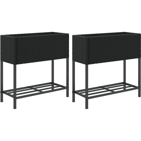 Maison Exclusive - Fioriere da Giardino con Ripiani 2pz Nere 70x28x70cm Polyrattan