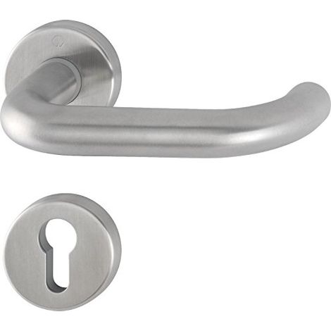 HOPPE maniglia Paris con rosone PZ cilindro, in acciaio inox opaco, 3286366 (1/3)