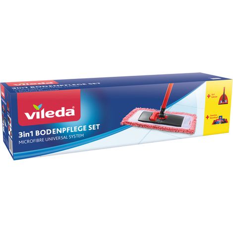 Vileda 3in1 Bodenpflege-Set mit Teleskopstiel Bodenwischer, Besen, Kehrgarnitur (1/3)