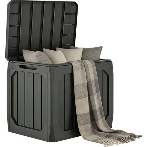 Coffre de jardin en plastique 121 L, coffre de rangement extérieur avec poignées, noir (1/5)