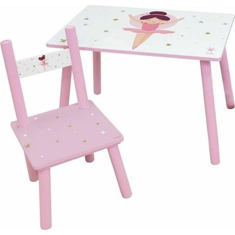 FUN HOUSE Danseuse Ballerine Table H 41,5 cm x l 61 cm x P 42 cm avec une chaise H 49,5 cm x l 31 cm x P 31,5 cm - Pour enfant