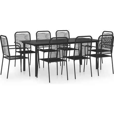 Maison Exclusive - Set da Pranzo da Giardino 9 pz Nero in Vetro e Acciaio (1/5)