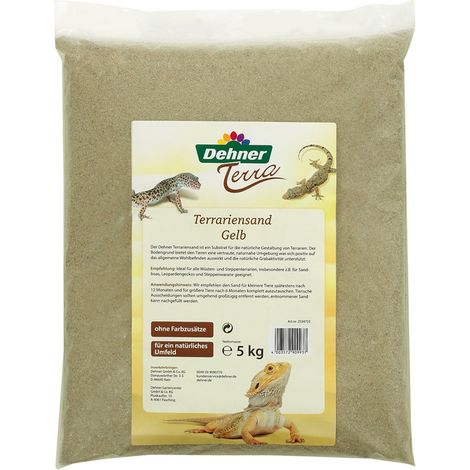 Dehner Terra - Sabbia per terrari, Grana da 0,2-1 mm, 5 kg, Colore: Giallo