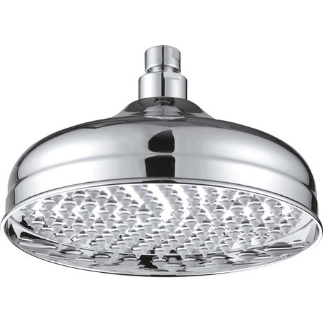 Bagnoclic – Douche de tête ronde en laiton vintage 200 mm – Prévention du calcaire – 140 trous pour un jet optimal