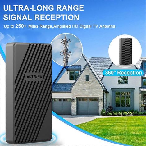 Antenne TV numérique intérieure haute définition avec amplificateur, portée de réception jusqu'à 6000 miles, compatible avec la réception TV ultra haute définition, également disponible avec kit d'ant (1/5)