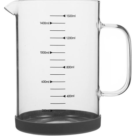 Pichet doseur en verre borosilicate de 1,5 l avec graduation et bec verseur pour une mesure précise lors de la cuisson et de la fabrication de boissons pour la maison et la restauration (1/5)