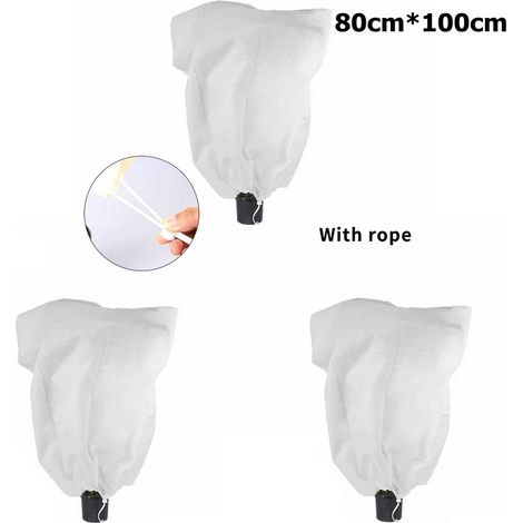 (80 cm x 100 cm - 3 pièces) Housse de protection pour plantes en tissu non tissé, sac de protection pour fruits, protection hivernale contre le froid et le gel, filet antigel pour plantes (1/4)