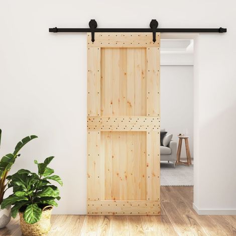 Puerta corredera con herrajes madera maciza de pino 85x210 cm vidaXL (1/5)