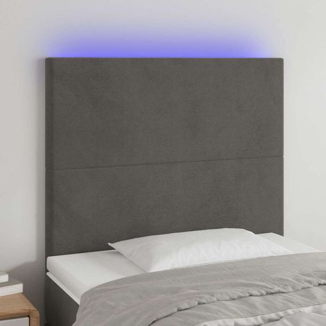 Tête de lit LED gris foncé en velours, hauteur réglable, 90 x 5 x 118/128 cm - PANGIVO (1/5)
