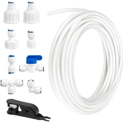 Kit de Raccordement D'eau pour Réfrigérateur de 15m, Tuyau D'alimentation en Eau Tube de Filtre Pièces et Accessoires, Matériau POM Tuyau Frigo Alimentation en eau pour Réfrigérateurs,Aquarium(1/4") (1/5)