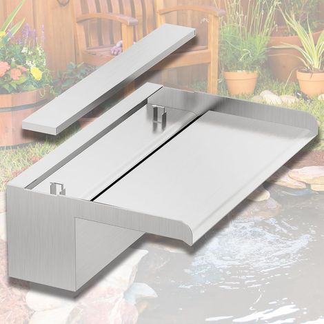 Fontaine De Piscine Hors Sol, 30 x 20 m Cascade Bassin Exterieur en Acier Inoxydable, Lame D’Eau, Fontaine Exterieur avec Accessoires pour La Décoration D'étang, Patio,Jardin (1/5)