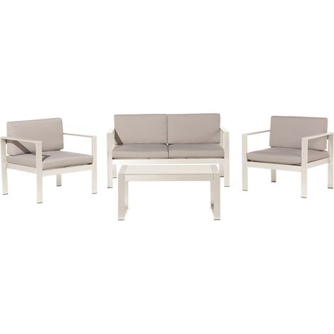 Moderne Aluminium Gartenlounge "Cubo" mit Kissen für Garten und Veranda -4 Sitzer / Turteltaube (1/5)