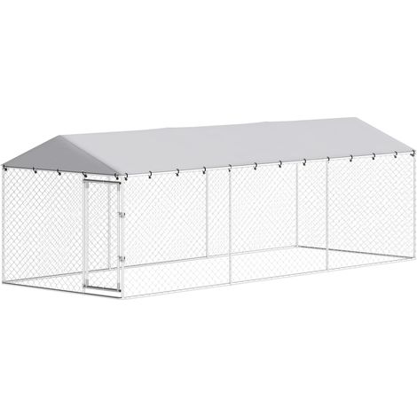 PawHut Recinto per Cani 6x2.3x2 m con Copertura Impermeabile