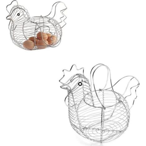 1 Panier de porte-oeufs, Fil métallique chromé, Blanc, Rangement pratique, Cuisine (1/4)