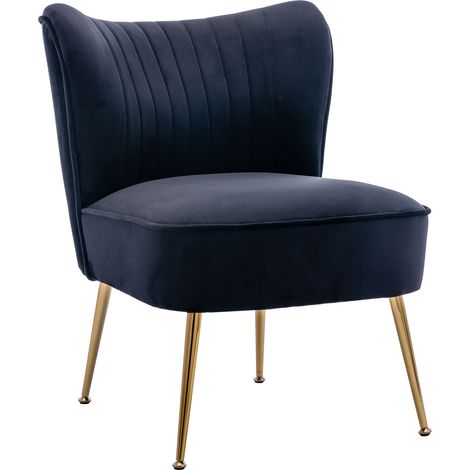 Wahson Poltrone relax, Imbottita Sedia da Salotto in Velluto, Moderna Poltroncina con Gambe in Legno, Nero (1/5)